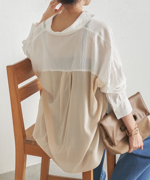 COLLAGE GALLARDAGALANTE（コラージュガリャルダガランテ）の「【OT】歩く度に揺れるバックシャン/バックサテンシャツ（シャツ/ブラウス・レディース・ミント/ブルー/ホワイト・FREE）」の2枚目の写真