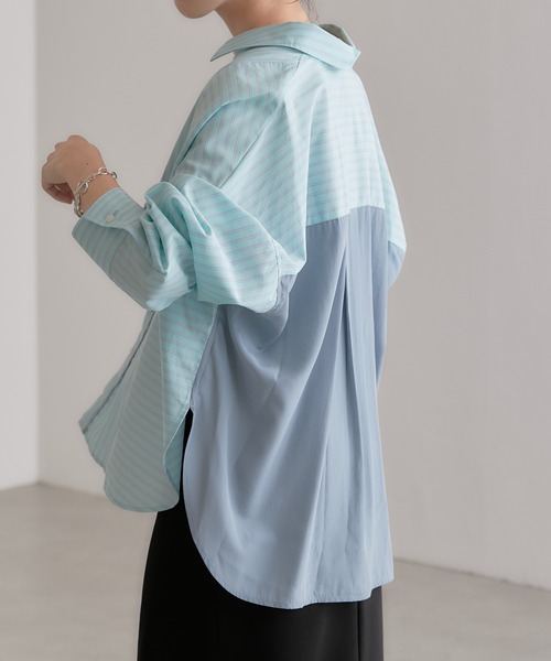 COLLAGE GALLARDAGALANTE（コラージュガリャルダガランテ）の「【OT】歩く度に揺れるバックシャン/バックサテンシャツ（シャツ/ブラウス・レディース・ミント/ブルー/ホワイト・FREE）」の3枚目の写真