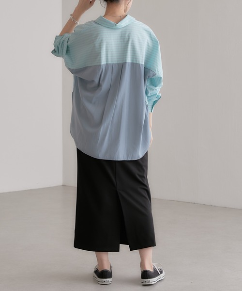 COLLAGE GALLARDAGALANTE（コラージュガリャルダガランテ）の「【OT】歩く度に揺れるバックシャン/バックサテンシャツ（シャツ/ブラウス・レディース・ミント/ブルー/ホワイト・FREE）」の11枚目の写真