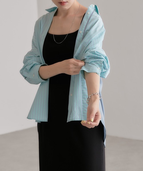 COLLAGE GALLARDAGALANTE（コラージュガリャルダガランテ）の「【OT】歩く度に揺れるバックシャン/バックサテンシャツ（シャツ/ブラウス・レディース・ミント/ブルー/ホワイト・FREE）」の7枚目の写真