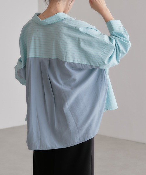 COLLAGE GALLARDAGALANTE（コラージュガリャルダガランテ）の「【OT】歩く度に揺れるバックシャン/バックサテンシャツ（シャツ/ブラウス・レディース・ミント/ブルー/ホワイト・FREE）」の17枚目の写真