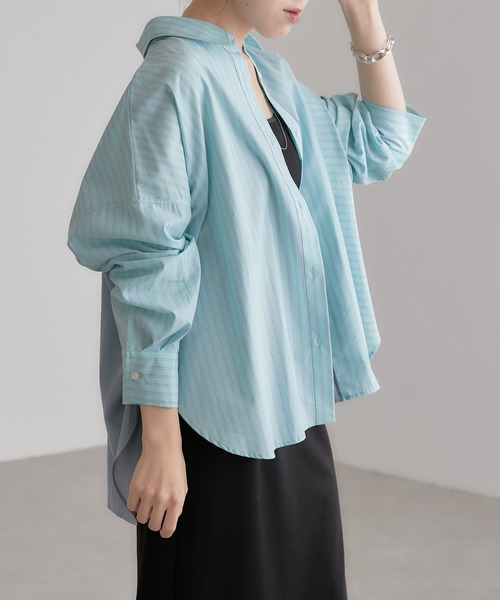 COLLAGE GALLARDAGALANTE（コラージュガリャルダガランテ）の「【OT】歩く度に揺れるバックシャン/バックサテンシャツ（シャツ/ブラウス・レディース・ミント/ブルー/ホワイト・FREE）」の14枚目の写真