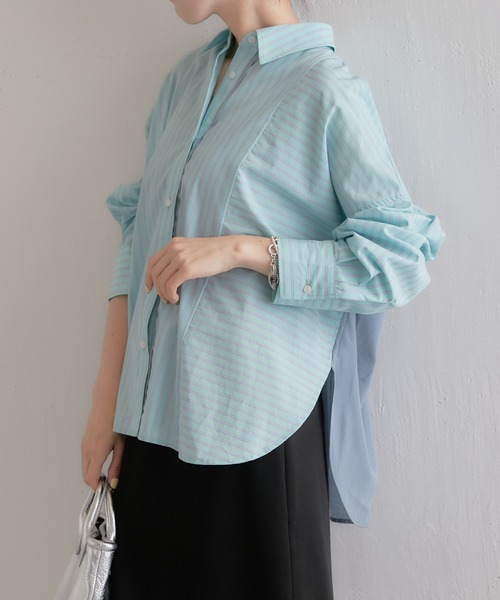 COLLAGE GALLARDAGALANTE（コラージュガリャルダガランテ）の「【OT】歩く度に揺れるバックシャン/バックサテンシャツ（シャツ/ブラウス・レディース・ミント/ブルー/ホワイト・FREE）」の12枚目の写真