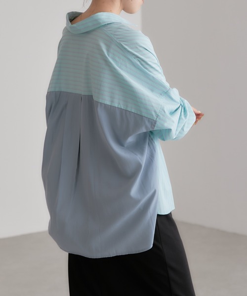 COLLAGE GALLARDAGALANTE（コラージュガリャルダガランテ）の「【OT】歩く度に揺れるバックシャン/バックサテンシャツ（シャツ/ブラウス・レディース・ミント/ブルー/ホワイト・FREE）」の10枚目の写真