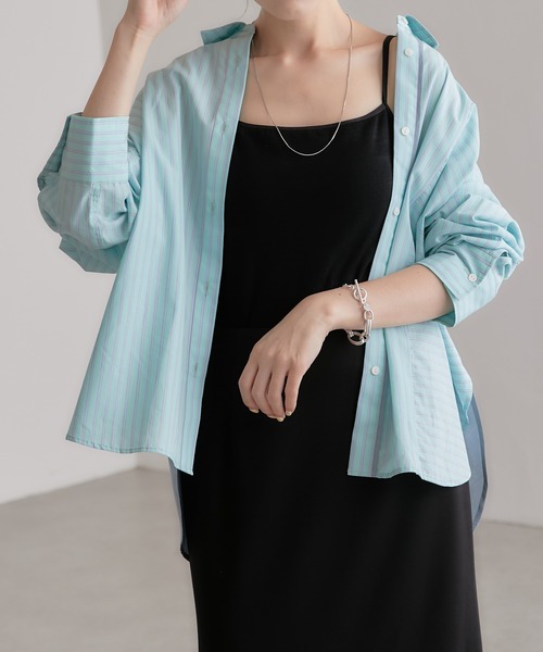 COLLAGE GALLARDAGALANTE（コラージュガリャルダガランテ）の「【OT】歩く度に揺れるバックシャン/バックサテンシャツ（シャツ/ブラウス・レディース・ミント/ブルー/ホワイト・FREE）」の4枚目の写真