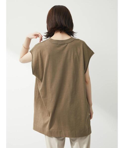 Green Parks(グリーンパークス)の「スラブロゴフレンチスリーブTシャツ(Tシャツ/カットソー・レディース・ブラウン/オフホワイト/ダークグレー・FREE)」の18枚目の写真