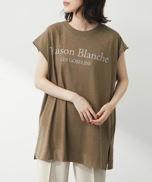 Green Parks(グリーンパークス)の「スラブロゴフレンチスリーブTシャツ(Tシャツ/カットソー・レディース・ブラウン/オフホワイト/ダークグレー・FREE)」の3枚目の写真