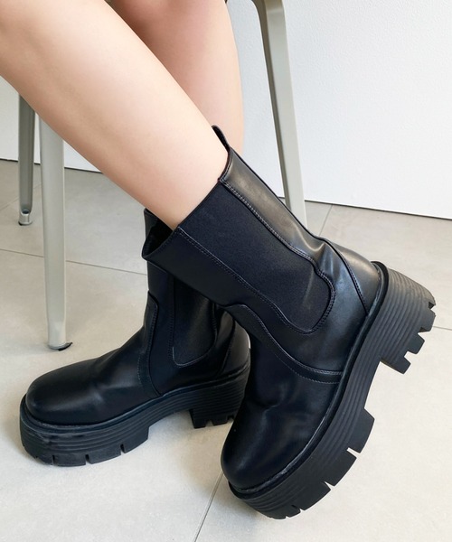 セール】【累計販売数2万足突破！】厚底サイドゴアブーツ（ブーツ