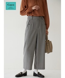 ◆ウールポリエステルチェックパンツ