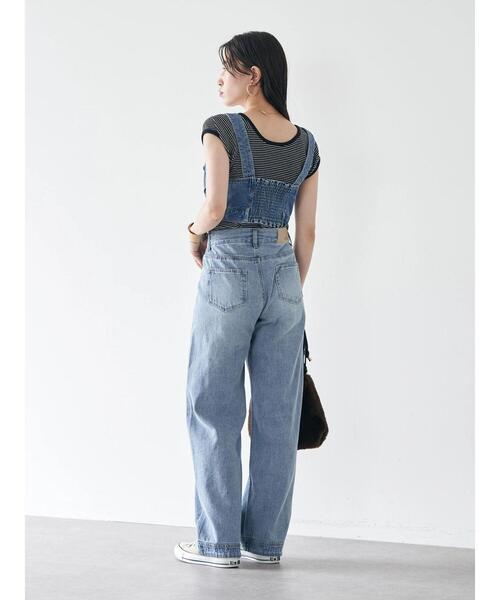 earth music&ecology(アースミュージックアンドエコロジー)の「ショルダーベルト付きデニムビスチェ(タンクトップ・レディース・インディゴブルー・FREE)」の20枚目の写真