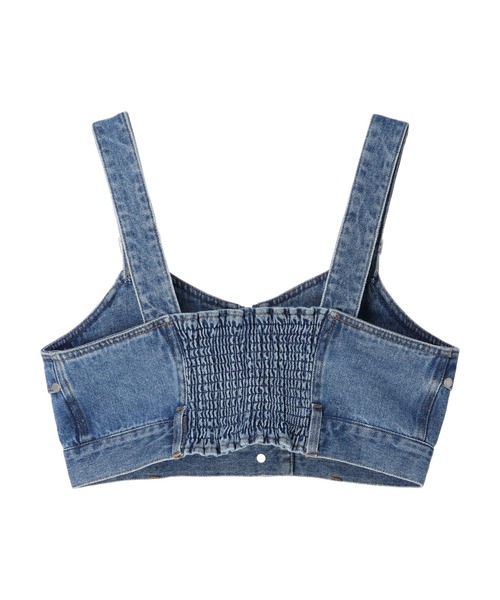 earth music&ecology(アースミュージックアンドエコロジー)の「ショルダーベルト付きデニムビスチェ(タンクトップ・レディース・インディゴブルー・FREE)」の3枚目の写真