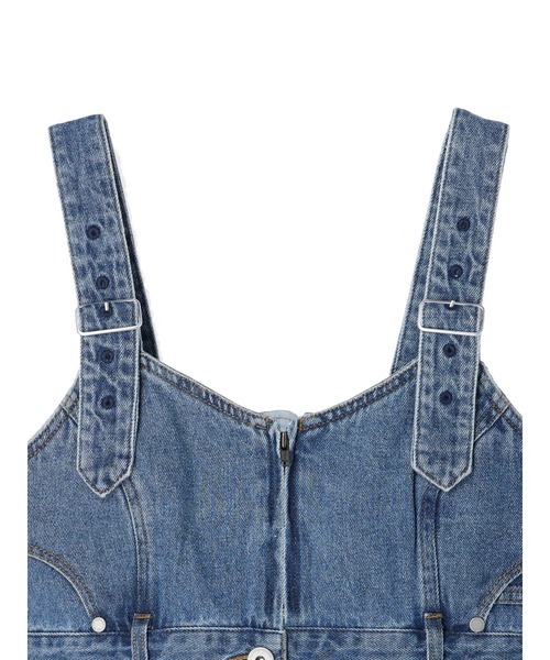 earth music&ecology(アースミュージックアンドエコロジー)の「ショルダーベルト付きデニムビスチェ(タンクトップ・レディース・インディゴブルー・FREE)」の4枚目の写真