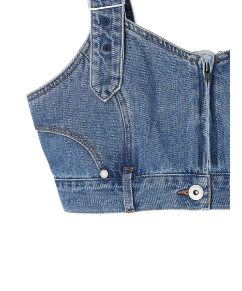 earth music&ecology(アースミュージックアンドエコロジー)の「ショルダーベルト付きデニムビスチェ(タンクトップ・レディース・インディゴブルー・FREE)」の6枚目の写真