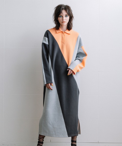 AULA AILA（アウラアイラ）の「ポロシャツワンピース（ワンピース・レディース・グリーン/ブルー/オレンジ・0）」の3枚目の写真