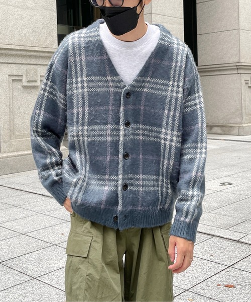 CPCM(シーピーシーエム)の「アソート柄シャギーカーディガン(カーディガン/ボレロ・メンズ・ブルー/ネイビー/ベージュ/グリーン・LARGE/MEDIUM)」の4枚目の写真