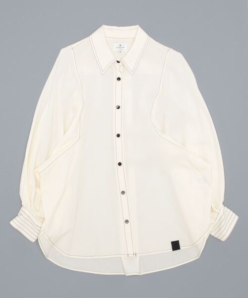 LANVIN en Bleu(ランバンオンブルー)の「ウォッシャブルボリュームスリーブシャツブラウス(シャツ/ブラウス・レディース・グリーン/オフホワイト・38)」の5枚目の写真