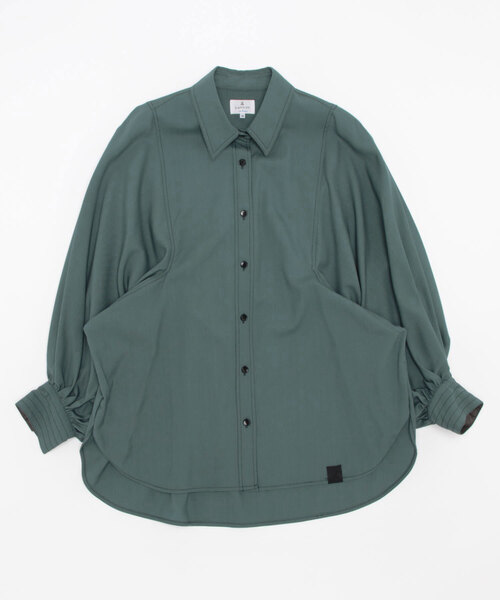LANVIN en Bleu(ランバンオンブルー)の「ウォッシャブルボリュームスリーブシャツブラウス(シャツ/ブラウス・レディース・グリーン/オフホワイト・38)」の4枚目の写真