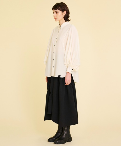 LANVIN en Bleu(ランバンオンブルー)の「ウォッシャブルボリュームスリーブシャツブラウス(シャツ/ブラウス・レディース・グリーン/オフホワイト・38)」の7枚目の写真