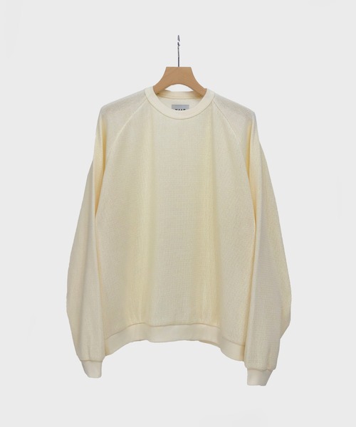 KIIT(キート)の「KIIT キート / COTTON RUSSEL MESH RAGLAN SLEEVE PULLOVER SHIRT コットンメッシュ ラグランスリーブ プルオーバーシャツ トレーナーカットソー / KIO-T92-004(スウェット・メンズ・杢グレー/アイボリー/ネイビー/ベージュ・1/2/3)」の4枚目の写真