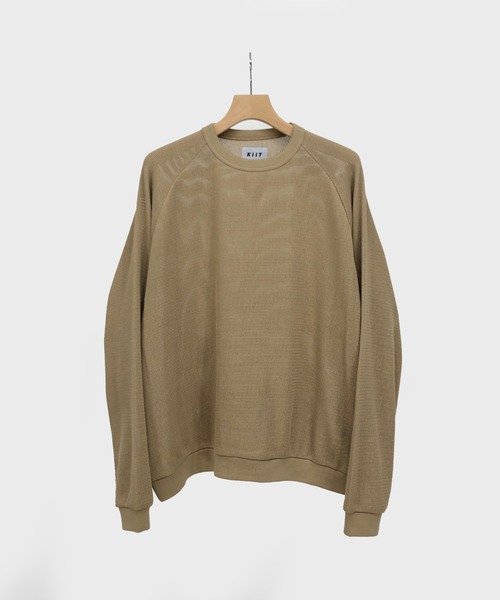 KIIT(キート)の「KIIT キート / COTTON RUSSEL MESH RAGLAN SLEEVE PULLOVER SHIRT コットンメッシュ ラグランスリーブ プルオーバーシャツ トレーナーカットソー / KIO-T92-004(スウェット・メンズ・杢グレー/アイボリー/ネイビー/ベージュ・1/2/3)」の3枚目の写真