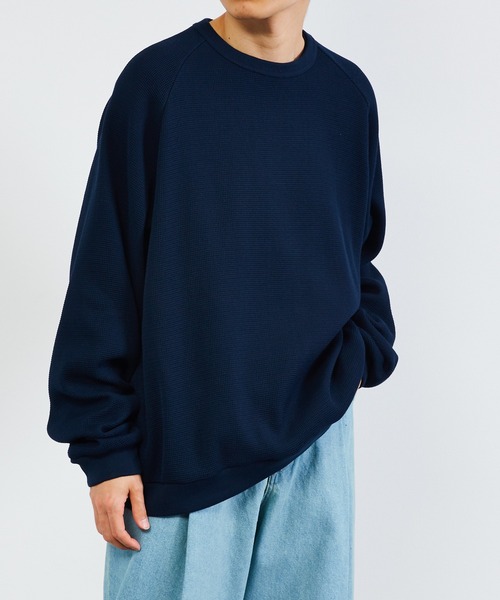 KIIT(キート)の「KIIT キート / COTTON RUSSEL MESH RAGLAN SLEEVE PULLOVER SHIRT コットンメッシュ ラグランスリーブ プルオーバーシャツ トレーナーカットソー / KIO-T92-004(スウェット・メンズ・杢グレー/アイボリー/ネイビー/ベージュ・1/2/3)」の1枚目の写真