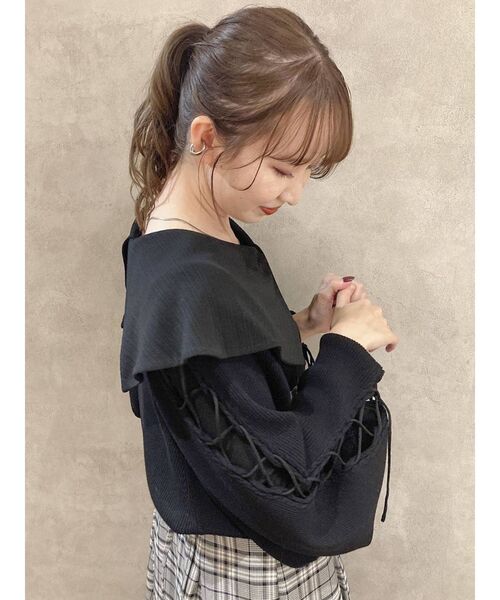 dazzlin（ダズリン）の「レースアッブ長袖ショートボレロⅡ（カーディガン/ボレロ・レディース・ブラック/レッド/ブルー/ブラウン/ベージュ・FREE）」の18枚目の写真