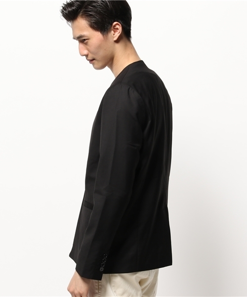 WEGO（ウィゴー）の「WEGO/ノーカラーテーラードジャケット（テーラードジャケット・メンズ・ブラック/グレー・LARGE/MEDIUM）」の4枚目の写真