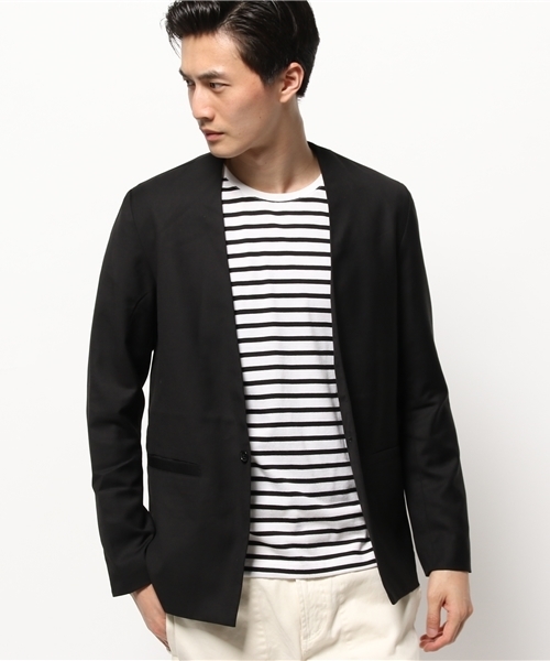 WEGO（ウィゴー）の「WEGO/ノーカラーテーラードジャケット（テーラードジャケット・メンズ・ブラック/グレー・LARGE/MEDIUM）」の6枚目の写真