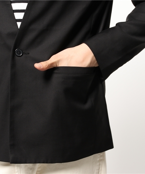 WEGO（ウィゴー）の「WEGO/ノーカラーテーラードジャケット（テーラードジャケット・メンズ・ブラック/グレー・LARGE/MEDIUM）」の10枚目の写真