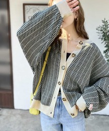 《JaVaジャバ コラボ》秋冬コーデの主役に！2wayヘリンボーンニットカーディガン