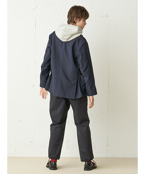 未使用 T-JACKET カシミヤ混 タータンチェック ダブル ジャケット M Check pattern splicing denim collar jacket blouson ユニ