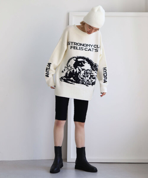 SLOBE citron.(スローブシトロン)の「SLOBE citron.キャラクタージャガードBIGニット(ニット/セーター・レディース・アイボリー/グレー・FREE)」の10枚目の写真