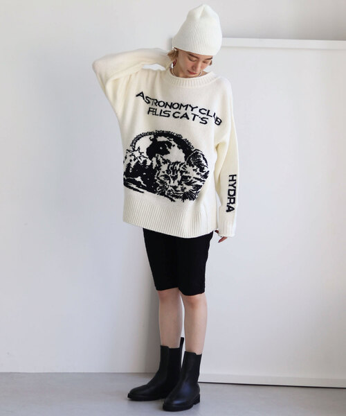 SLOBE citron.(スローブシトロン)の「SLOBE citron.キャラクタージャガードBIGニット(ニット/セーター・レディース・アイボリー/グレー・FREE)」の11枚目の写真