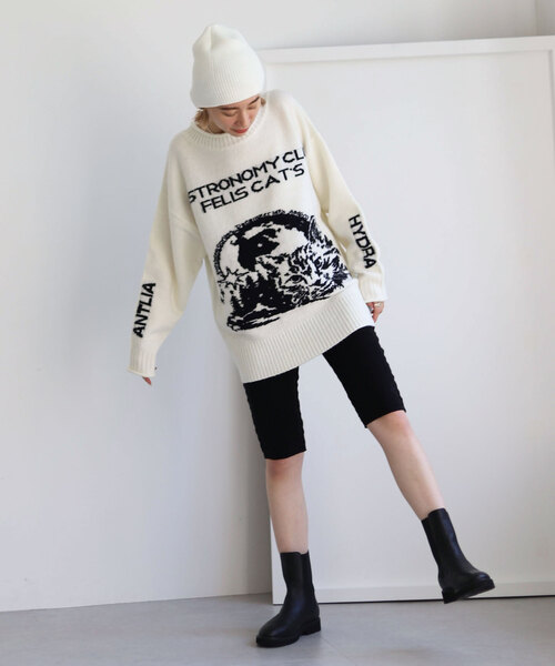 SLOBE citron.(スローブシトロン)の「SLOBE citron.キャラクタージャガードBIGニット(ニット/セーター・レディース・アイボリー/グレー・FREE)」の13枚目の写真