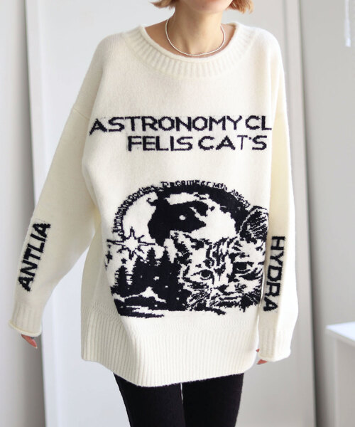 SLOBE citron.(スローブシトロン)の「SLOBE citron.キャラクタージャガードBIGニット(ニット/セーター・レディース・アイボリー/グレー・FREE)」の16枚目の写真