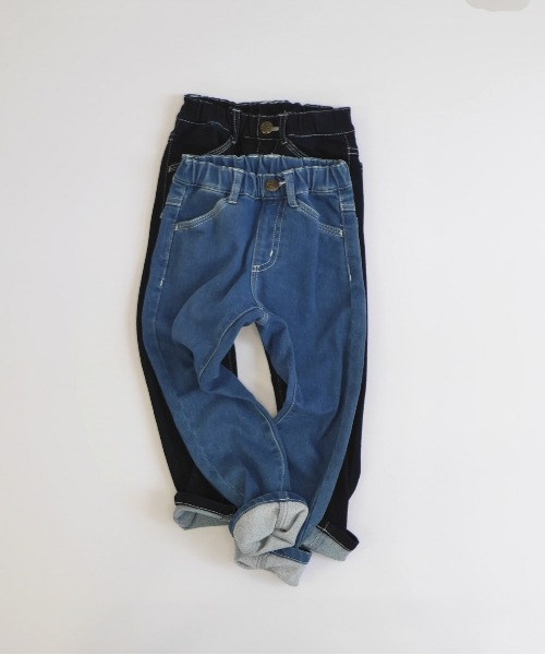 MAKE YOUR DAY（メイクユアデイ）の「裏起毛スリムストレートデニムパンツ■80～140cm（デニムパンツ・キッズ・ブルー/ネイビー・80/90/100/110/120/130/140）」の16枚目の写真