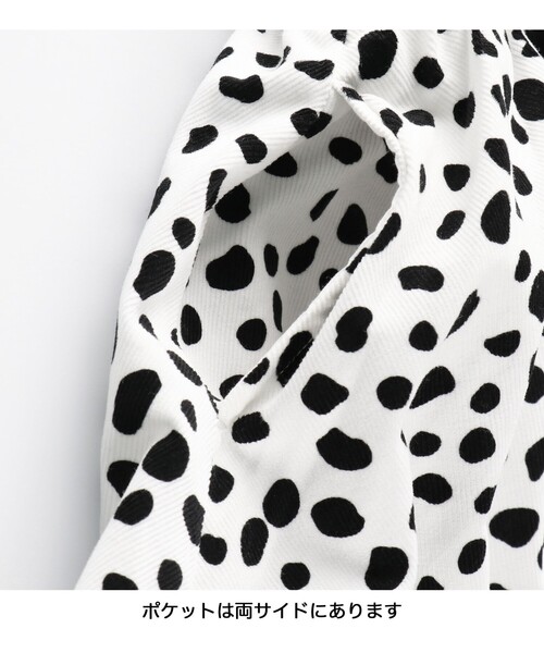 BRANSHES（ブランシェス）の「【あったか】ダルメシアン柄 / チェック柄 / 花柄裏起毛スカッツ（スカート・キッズ・ブラック/キャメル/オフホワイト・130/110/90/100/120）」の20枚目の写真