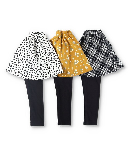 BRANSHES（ブランシェス）の「【あったか】ダルメシアン柄 / チェック柄 / 花柄裏起毛スカッツ（スカート・キッズ・ブラック/キャメル/オフホワイト・130/110/90/100/120）」の15枚目の写真