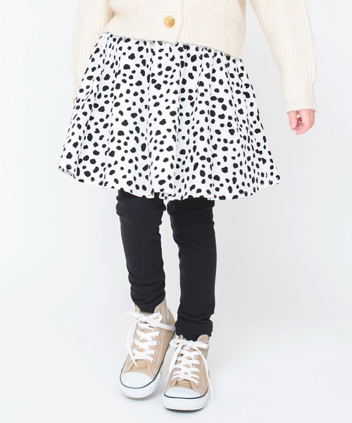 BRANSHES（ブランシェス）の「【あったか】ダルメシアン柄 / チェック柄 / 花柄裏起毛スカッツ（スカート・キッズ・ブラック/キャメル/オフホワイト・130/110/90/100/120）」の2枚目の写真