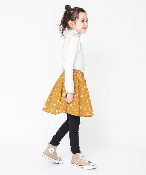 BRANSHES（ブランシェス）の「【あったか】ダルメシアン柄 / チェック柄 / 花柄裏起毛スカッツ（スカート・キッズ・ブラック/キャメル/オフホワイト・130/110/90/100/120）」の13枚目の写真