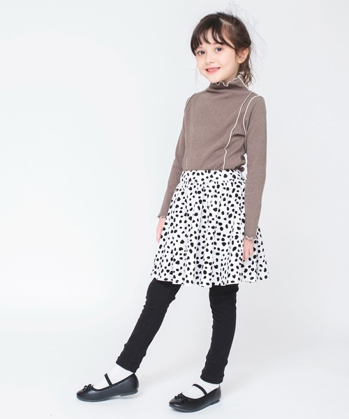 BRANSHES（ブランシェス）の「【あったか】ダルメシアン柄 / チェック柄 / 花柄裏起毛スカッツ（スカート・キッズ・ブラック/キャメル/オフホワイト・130/110/90/100/120）」の7枚目の写真