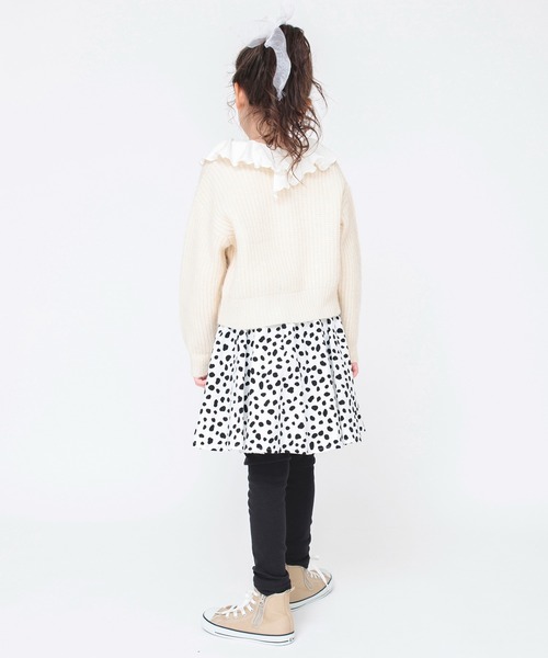 BRANSHES（ブランシェス）の「【あったか】ダルメシアン柄 / チェック柄 / 花柄裏起毛スカッツ（スカート・キッズ・ブラック/キャメル/オフホワイト・130/110/90/100/120）」の6枚目の写真