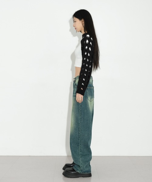 FOLLOWIN(フォロウィン)の「バックツーラインTシャツバックオープンモダールサミクロップドTシャツ(Tシャツ/カットソー・レディース・ブラック/カーキ/アイボリー/ブラウン・FREE)」の7枚目の写真