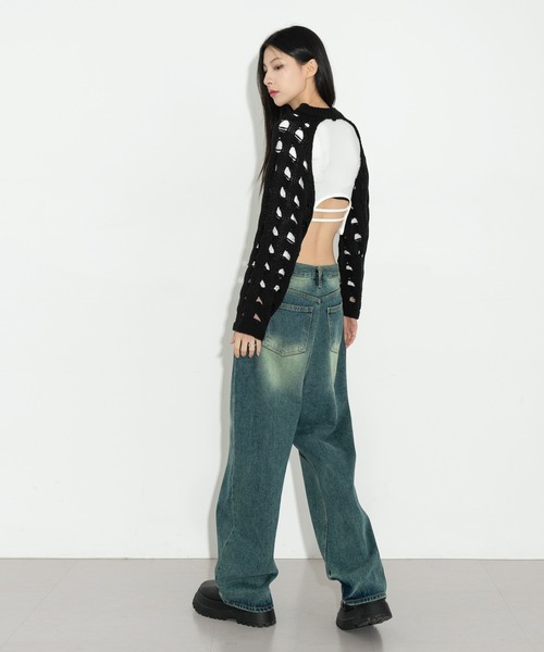 FOLLOWIN(フォロウィン)の「バックツーラインTシャツバックオープンモダールサミクロップドTシャツ(Tシャツ/カットソー・レディース・ブラック/カーキ/アイボリー/ブラウン・FREE)」の12枚目の写真