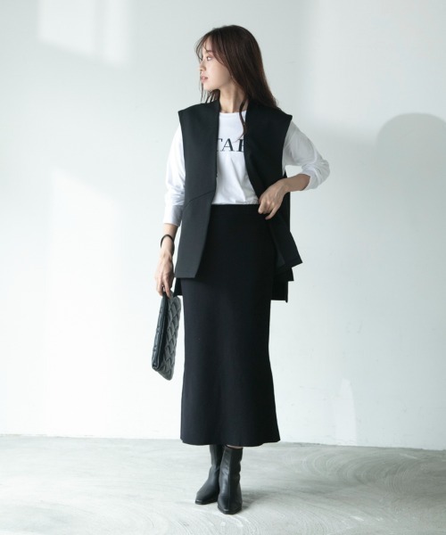 M.deux(エムドゥ)の「サイドボタンカラーレスジレ(ベスト・レディース・ベージュ/ブラック・MEDIUM)」の8枚目の写真