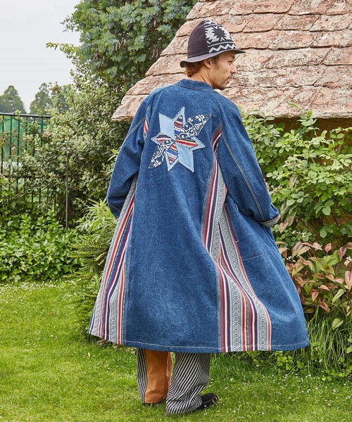 チャイハネ（チャイハネ）の「【チャイハネ】ネディMEN'Sロングカーディガン（デニムジャケット・メンズ・インディゴブルー/ライトブルー・FREE）」の8枚目の写真