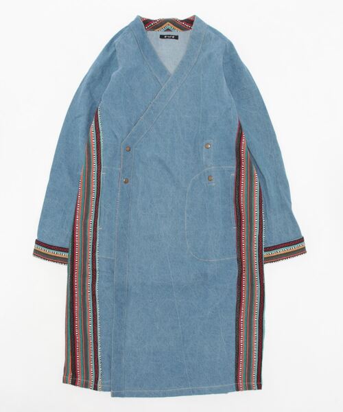 チャイハネ（チャイハネ）の「【チャイハネ】ネディMEN'Sロングカーディガン（デニムジャケット・メンズ・インディゴブルー/ライトブルー・FREE）」の3枚目の写真