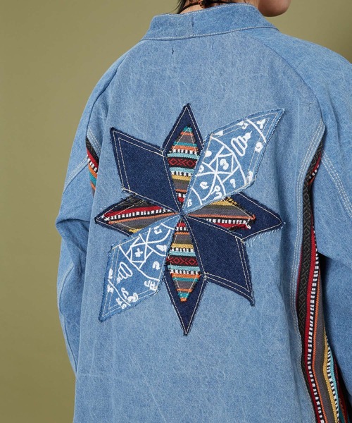 チャイハネ（チャイハネ）の「【チャイハネ】ネディMEN'Sロングカーディガン（デニムジャケット・メンズ・インディゴブルー/ライトブルー・FREE）」の5枚目の写真