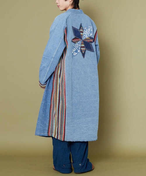 チャイハネ（チャイハネ）の「【チャイハネ】ネディMEN'Sロングカーディガン（デニムジャケット・メンズ・インディゴブルー/ライトブルー・FREE）」の10枚目の写真