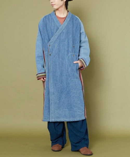 チャイハネ（チャイハネ）の「【チャイハネ】ネディMEN'Sロングカーディガン（デニムジャケット・メンズ・インディゴブルー/ライトブルー・FREE）」の11枚目の写真